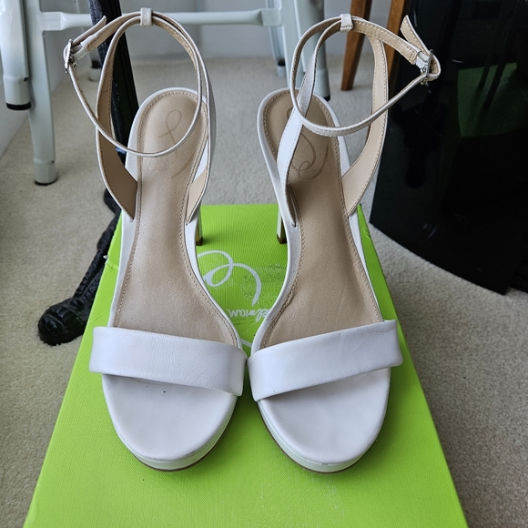 Sam Edelman Jade White Heels Sandals 8.5 platform bridal - Picture 3 of 12